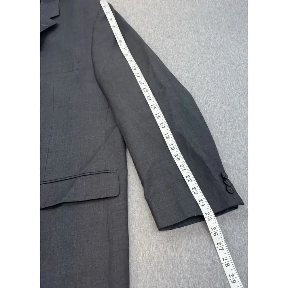 Lauren Ralph Lauren Suit Men 50L Gray Wool Blend Pants 44x29 Black Label - 2 Pcs